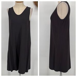 Eileen Fisher Jersey Viscose Scoop Neck Tank Shift Dress Dark Grey‎ M